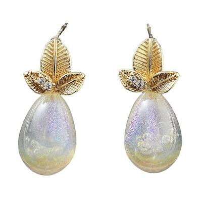 Brass with Glass Stud Earrings
