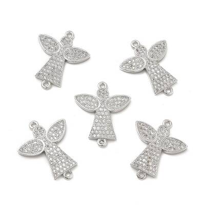 Brass Micro Pave Clear Cubic Zirconia Connector Charms