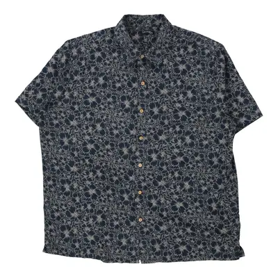 George Floral Hawaiian Shirt - XL Navy Polyester