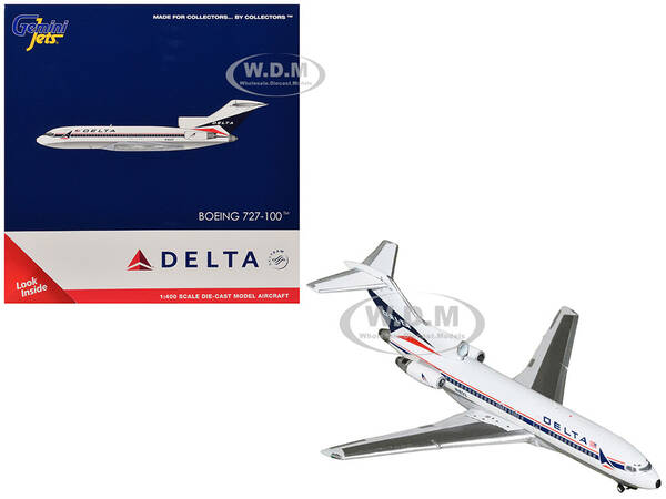 Boeing 727-100 Commercial Aircraft Delta Air Lines (N1633) White with Red and Blue Stripes 1/400 Diecast Model Airplane by ...
