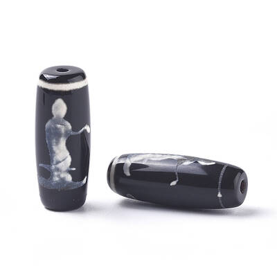 Tibetan Style Guanyin/ Goddess of Mercy Pattern dZi Beads