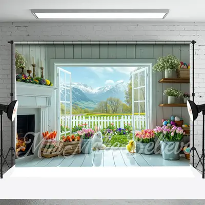 Colors Floral White Wood Wall Door Photo Backdrop - Aperturee