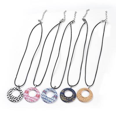 Raffia Woven Pendants Necklaces
