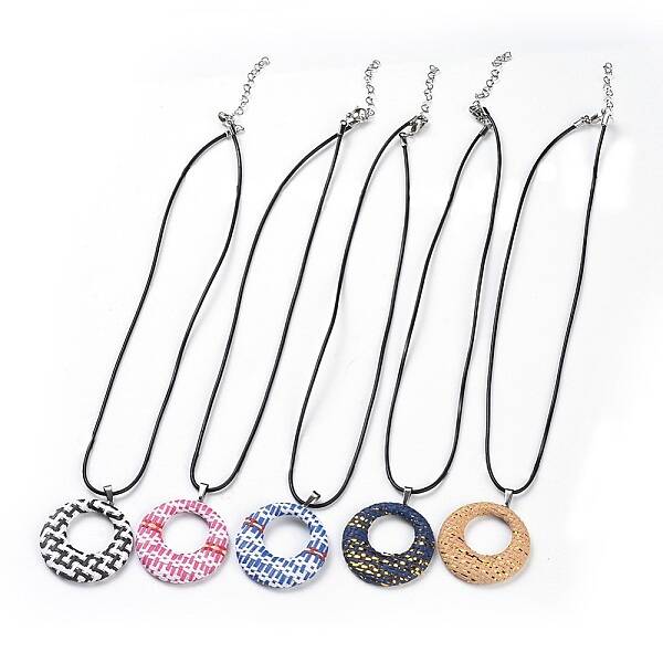 Raffia Woven Pendants Necklaces