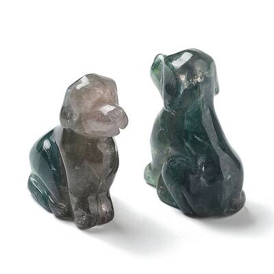Natural Fluorite Carved Healing Dog Figurines
