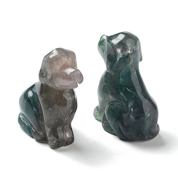 Natural Fluorite Carved Healing Dog Figurines