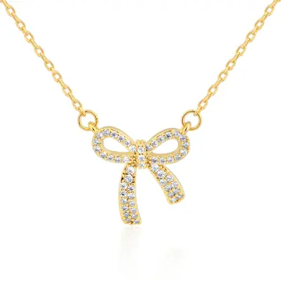 Mytys Exquisite Small and Cute Bow Cubic Zirconia Necklace for Women Chains Jewelry for Valentine's Day Anniversary  Pendant ...