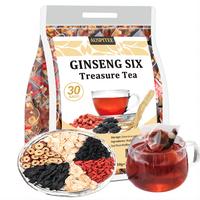 Ginseng Six Treasures Tea,10g*30Bags,Traditional Chinese Herbal Tea, Natural Kidney Detox Tea,6 Precious Ingredients Formula