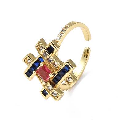 Cubic Zirconia Symbol # Open Cuff Ring
