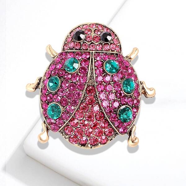 Ladybird Antique Golden Alloy Rhinedtone Brooches
