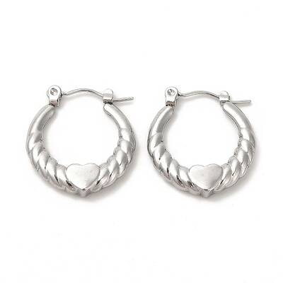 Non-Tarnish 304 Stainless Steel Heart Hoop Earrings for Women