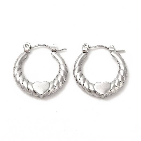 Non-Tarnish 304 Stainless Steel Heart Hoop Earrings for Women