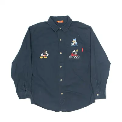 DISNEY Mickey Kids Blue Plain Shirt 12 Years