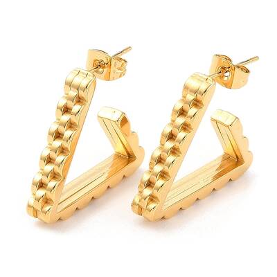 Ion Plating(IP) 304 Stainless Steel Triangle Stud Earrings