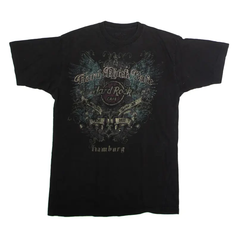 HARD ROCK CAFE Hamburg Mens T-Shirt Black Crew Neck M