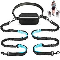 Hands Free Dog Running Leash with Adjustable Waist Belt Dual Handle Elastic Bungees Retractable Rope for Medium Large Dogs Re...