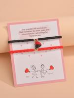 Couple Heart Charm Magnetic Couple Bracelet, Fashionable Braided Bracelet for Women & Men, Cute Jewelry for Daily Decoration,...