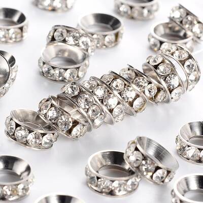 Brass Crystal Rhinestone Spacer Beads