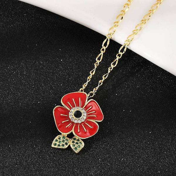 Brass Micro Pave Cubic Zirconia and Enamel Pendant Necklaces