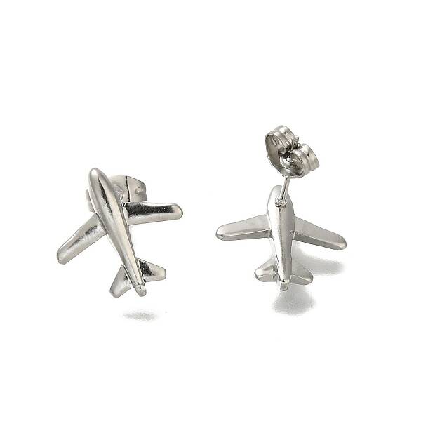 304 Stainless Steel Airplane Stud Earrings for Women