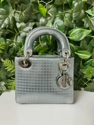 Pre-owned DIOR LEATHER MINI CHRISTIAN METTALIC LADY DIOR