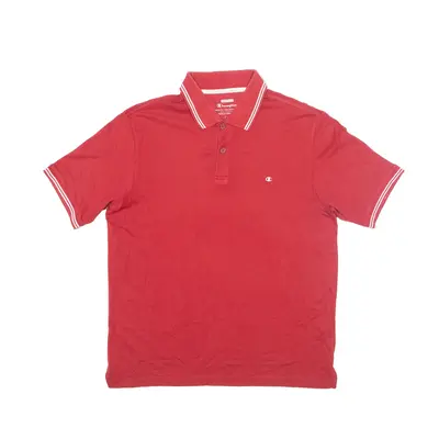 CHAMPION Easy Fit Polo Shirt Red Short Sleeve Mens L