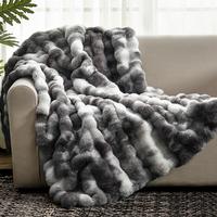 Faux Rabbit Fur Blanket Plush Bubble Throw Blanket Super Soft Cozy and Warm for Sofa Bedroom Home Decor Christmas Gift