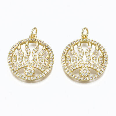 Brass Micro Pave Clear Cubic Zirconia Pendants