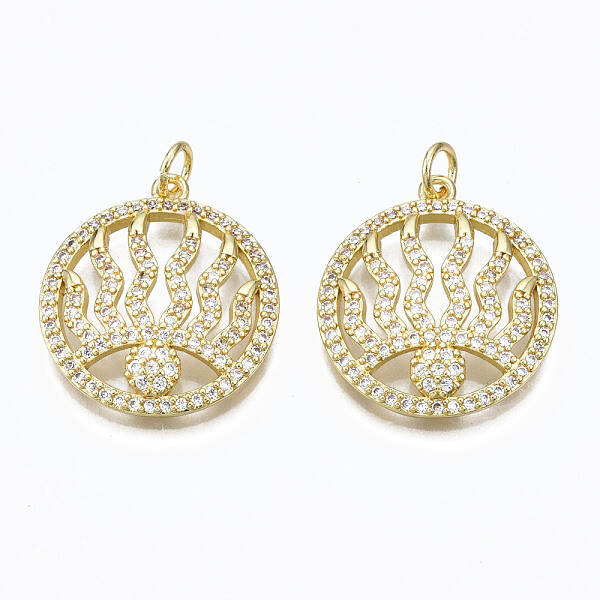 Brass Micro Pave Clear Cubic Zirconia Pendants