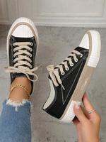 Women's Fashionable Plain Canvas Low Top Sneakers, Canvas Training Sneakers, Comfortable Preppy Sports Trainer Shoes for Fall...