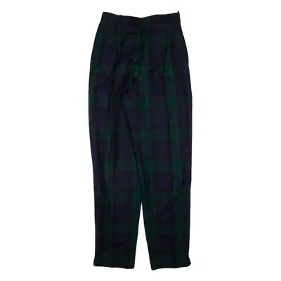 Pleated Check Womens Knit Trousers Blue Regular Tapered W26 L29