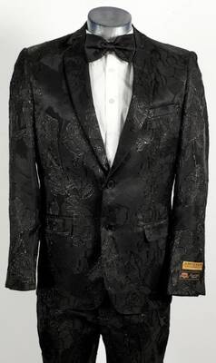 Paisley Suit - Paisley Tuxedo - Floral Suit - Flower Suit - Black