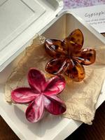 Cute Leopard Pattern Acrylic Flower Design Hair Claws, Fashionable Hair Accessories for Women & Girls, Minimalist Headwear Su...