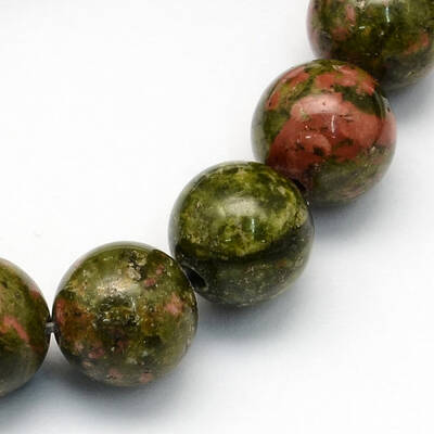 Natural Unakite Round Beads Strands