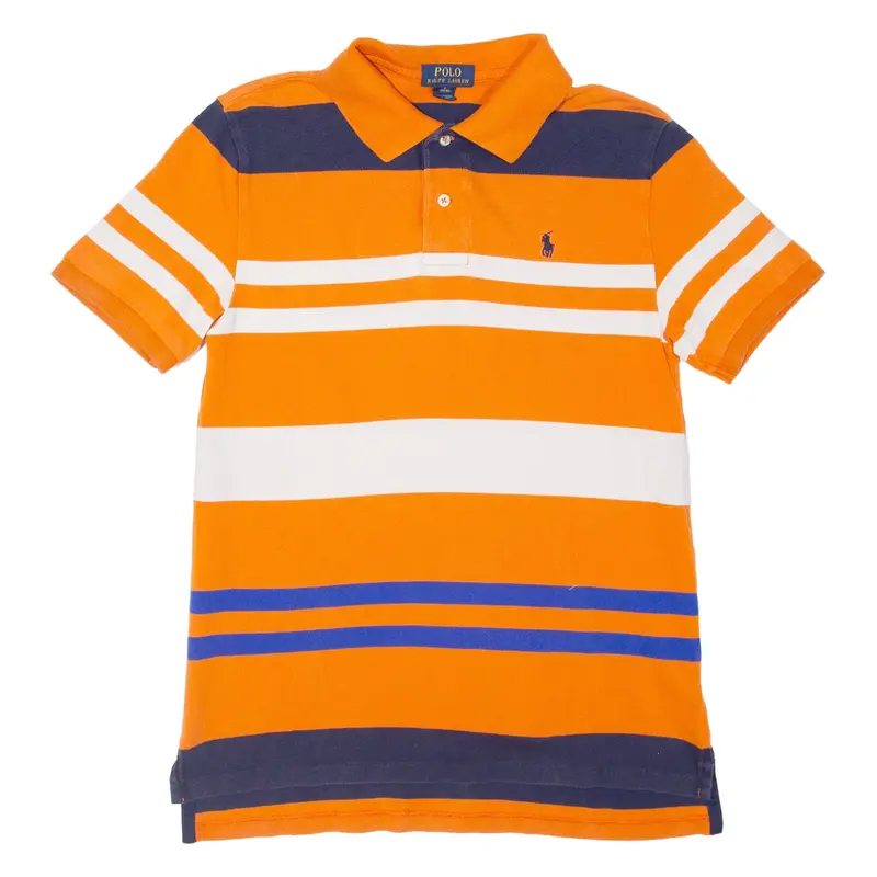 POLO RALPH LAUREN Size 14-16 Boys Polo Shirt Orange Striped L