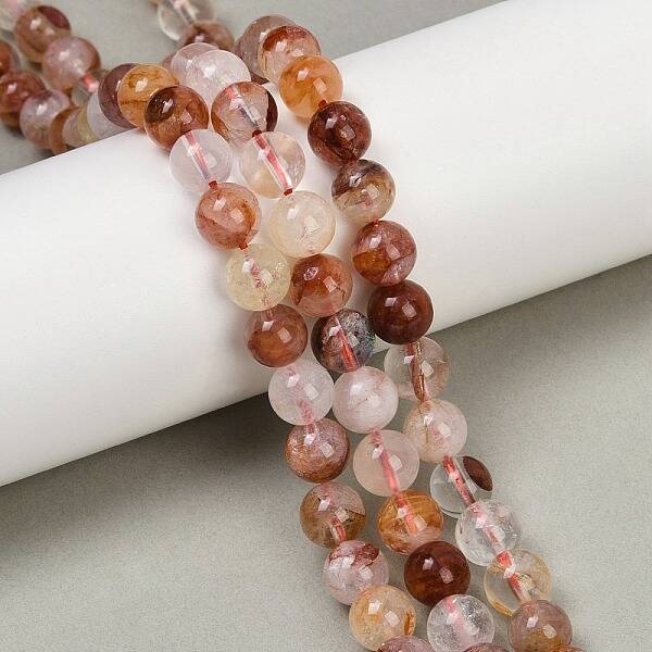 Natural Hematoid Quartz/Ferruginous Quartz Beads Strands