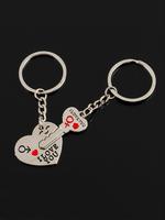 Creative Letter Pattern Heart and Key Shaped Metal Keychain for Men & Women, Cute Keychain, 2 Counts New Fashion All-match Ac...