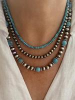 Boho Style Summer Turquoise Texture Beaded Necklaces Set, Gifts for Her, Fashion Jewelry for Women for Party, Daily Clothing ...