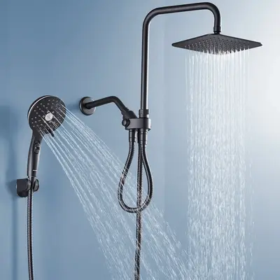 Ryamen Dual Shower Head | 8 Rainfall + Handheld | Adjustable Height | High Pressure | Luxury Standing Showers