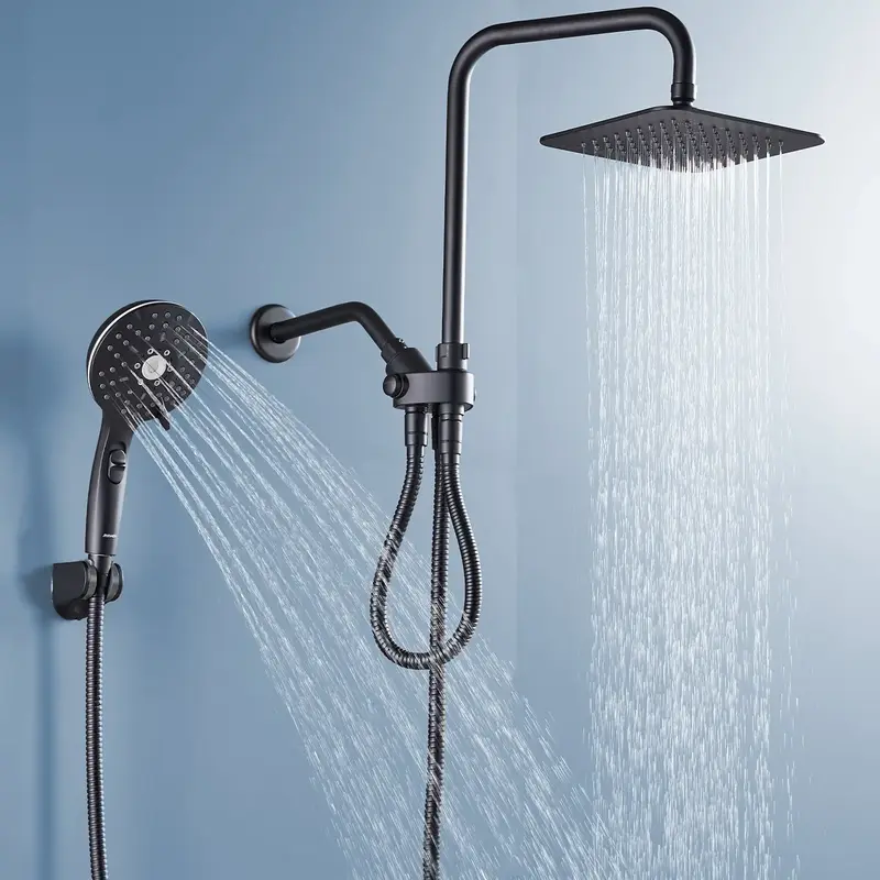 Ryamen Dual Shower Head | 8 Rainfall + Handheld | Adjustable Height | High Pressure | Luxury Standing Showers