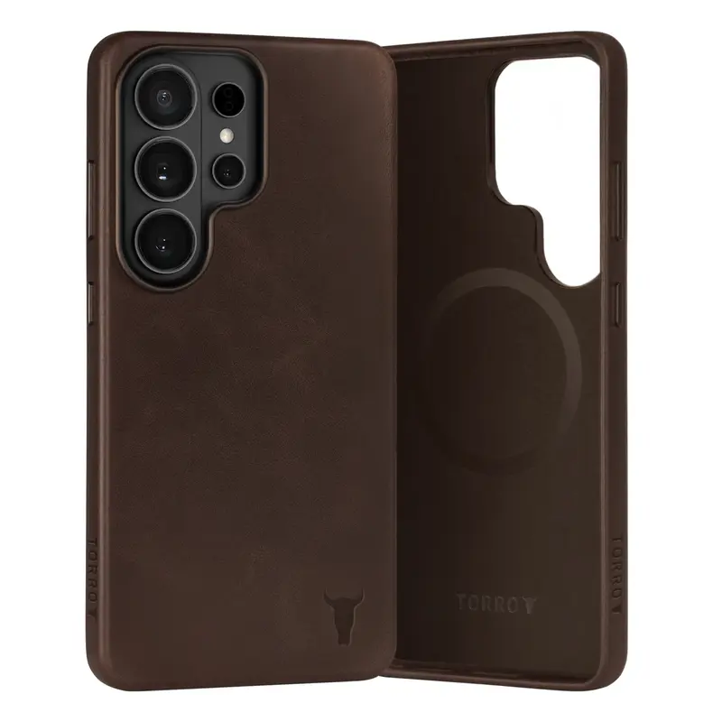 Samsung Galaxy S26 Ultra Leather Bumper Case - Dark Brown