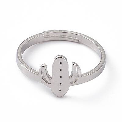 Non-Tarnish 201 Stainless Steel Cactus Adjustable Ring for Women