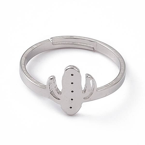 Non-Tarnish 201 Stainless Steel Cactus Adjustable Ring for Women