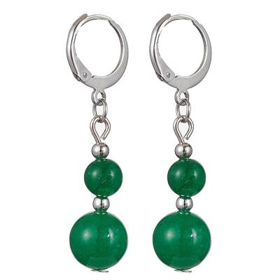 Round Natural Malaysia Jade Dangle Earrings