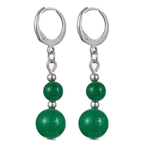 Round Natural Malaysia Jade Dangle Earrings