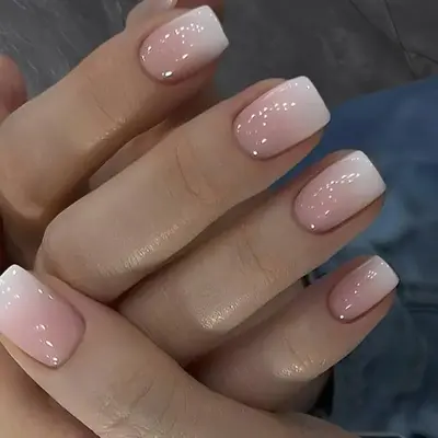 French False Nails Kit, 24pcs/set Gradient Glitter Stylish Press on Nails with Nail File & Sticker Sheet, Elegant Stick on Na...