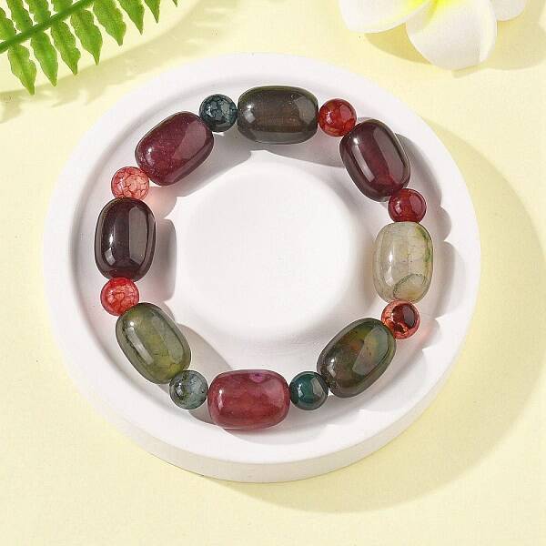 Natural Agate Bead Stretch Bracelets