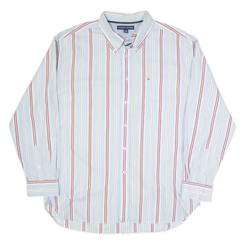TOMMY HILFIGER Mens Shirt Blue Striped Long Sleeve XL