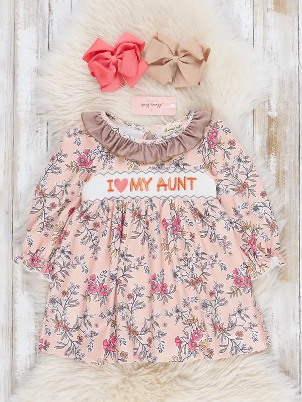 Orange Floral Smocked Aunt Love Dress
