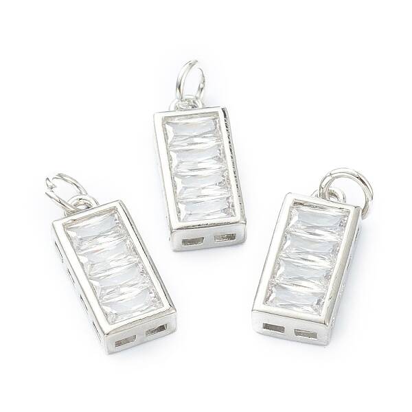 Brass Micro Pave Clear Cubic Zirconia Charms